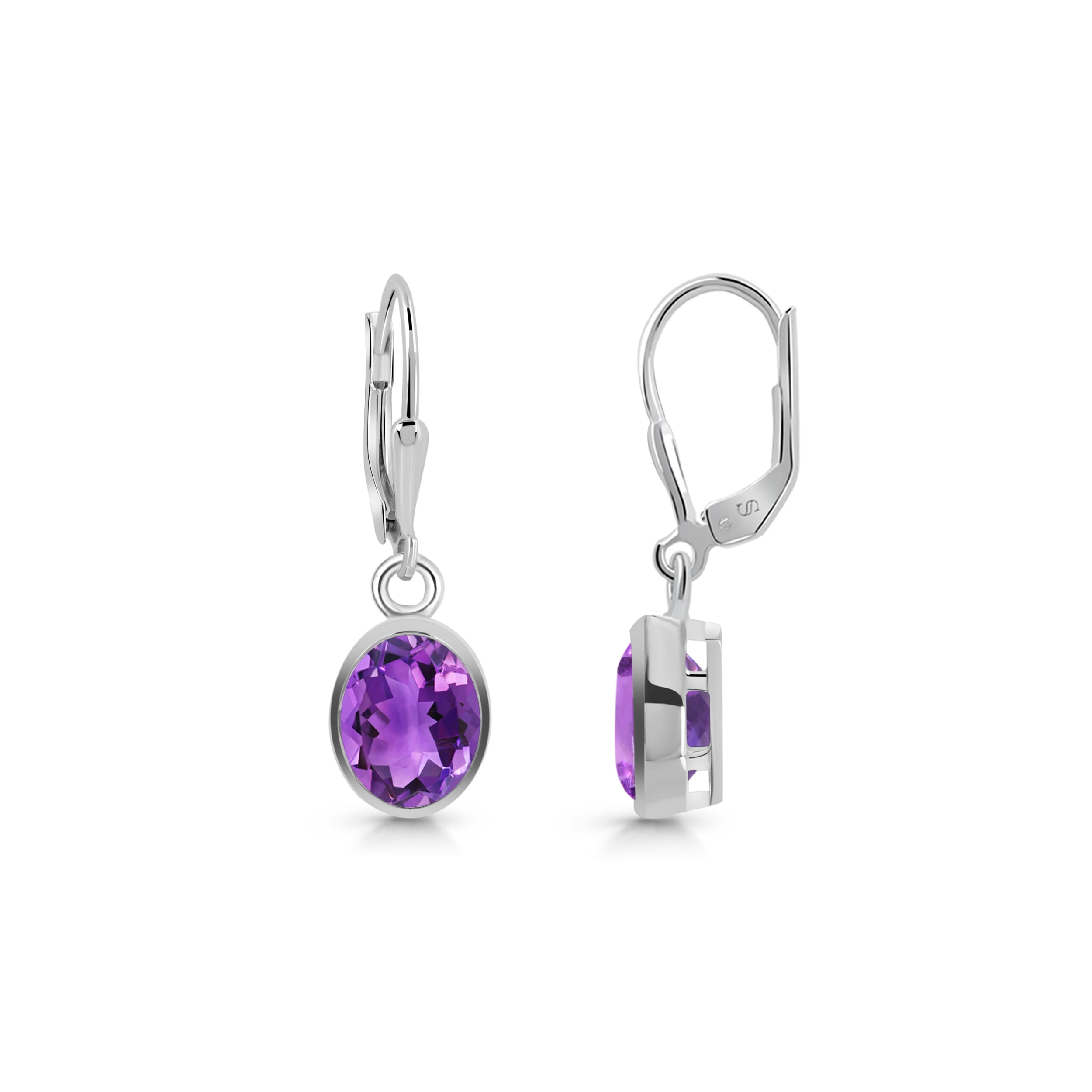 Amethyst Leverback Earring-(AMT-SE-998.)